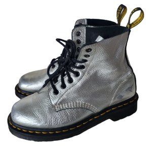 Dr. Martens Pascal Met Silver Boots Size 8